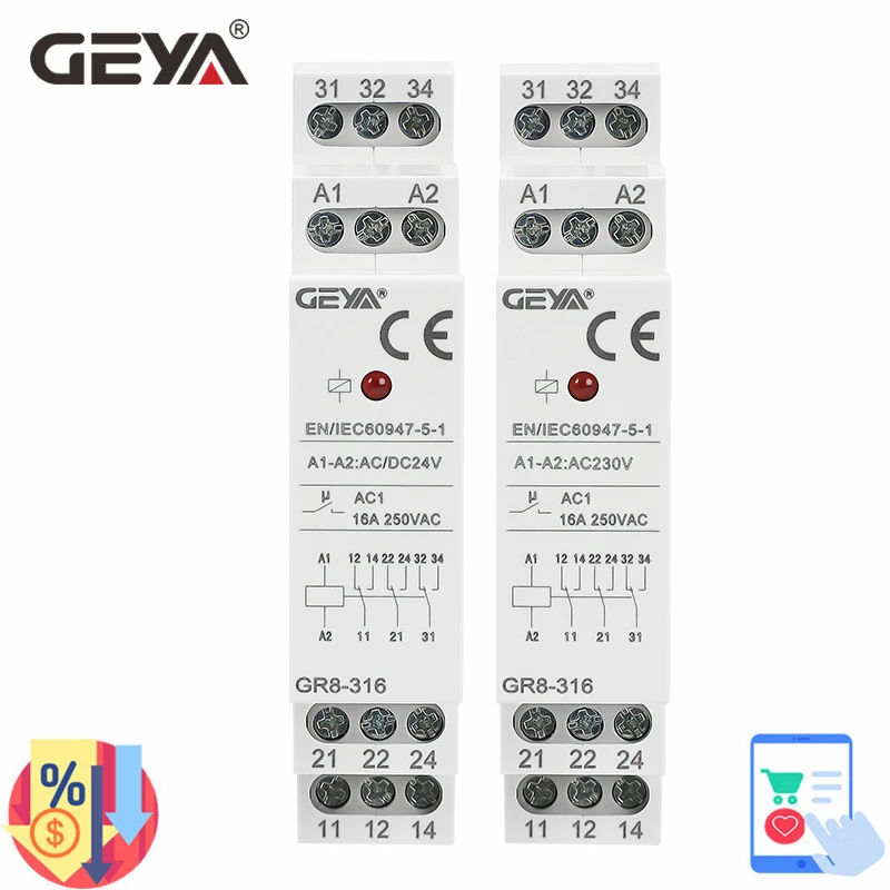 Shelly Relay Module - GEYA GR8-316 Switch Relay Intermediate Relay